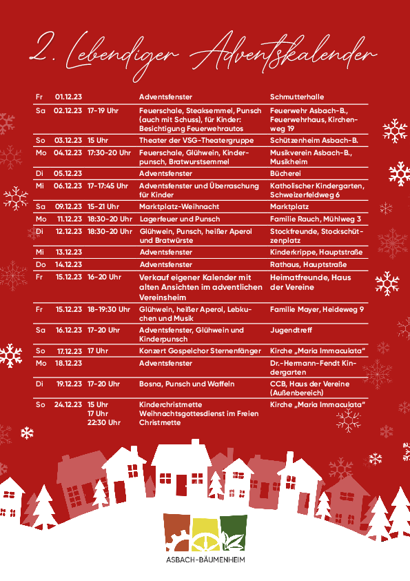 Programmflyer Lebendiger Adventskalender